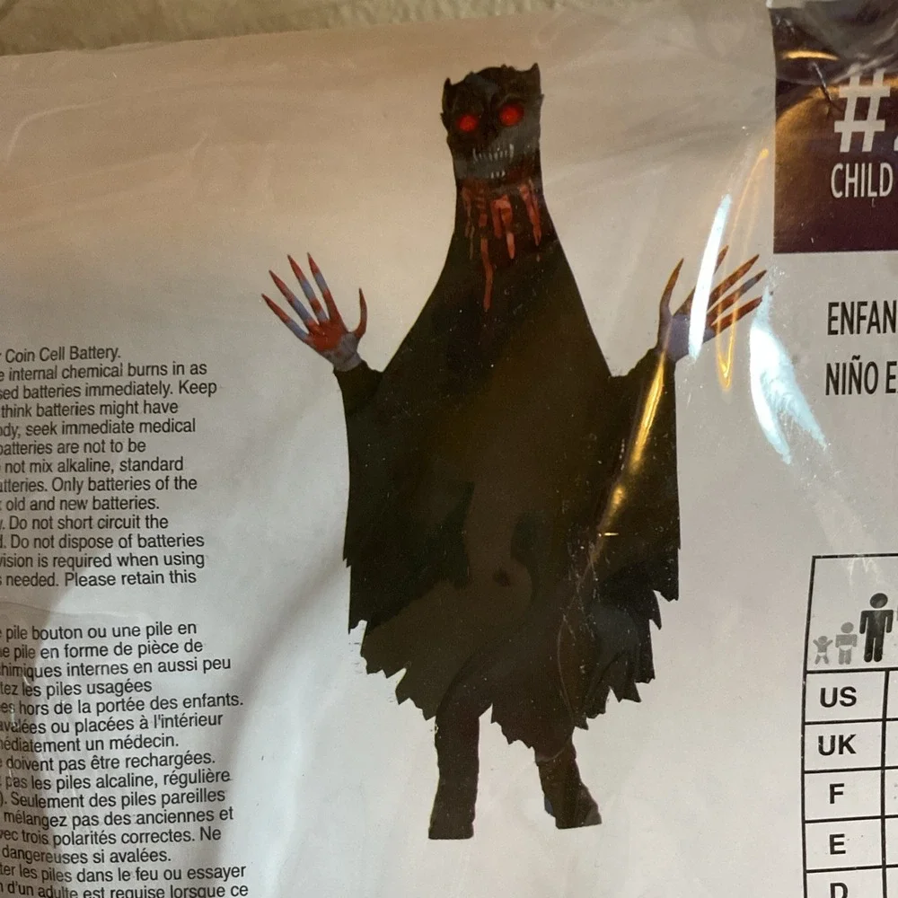 New Illusion Ghoul Halloween Costume Child Size X-Large  14-16 Eyes Light Up!‎ - Picture 6 of 10